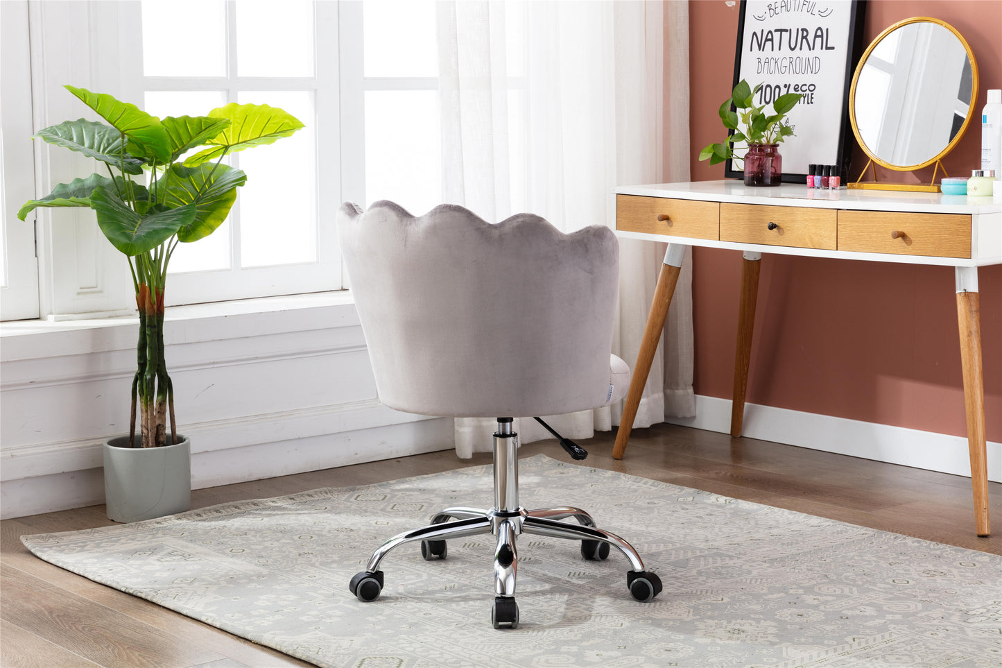 Product Name: Velvet Home Office Chair with Silver Base