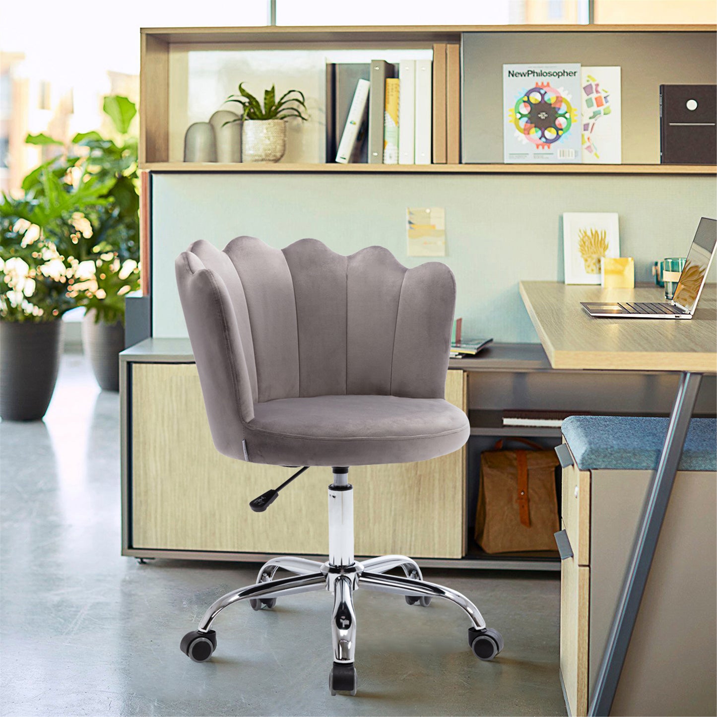 Product Name: Velvet Home Office Chair with Silver Base