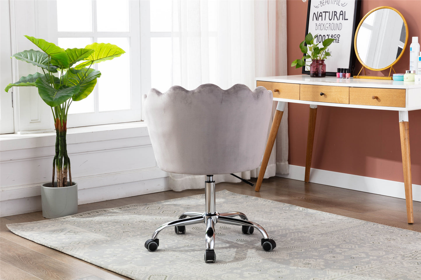 Product Name: Velvet Home Office Chair with Silver Base