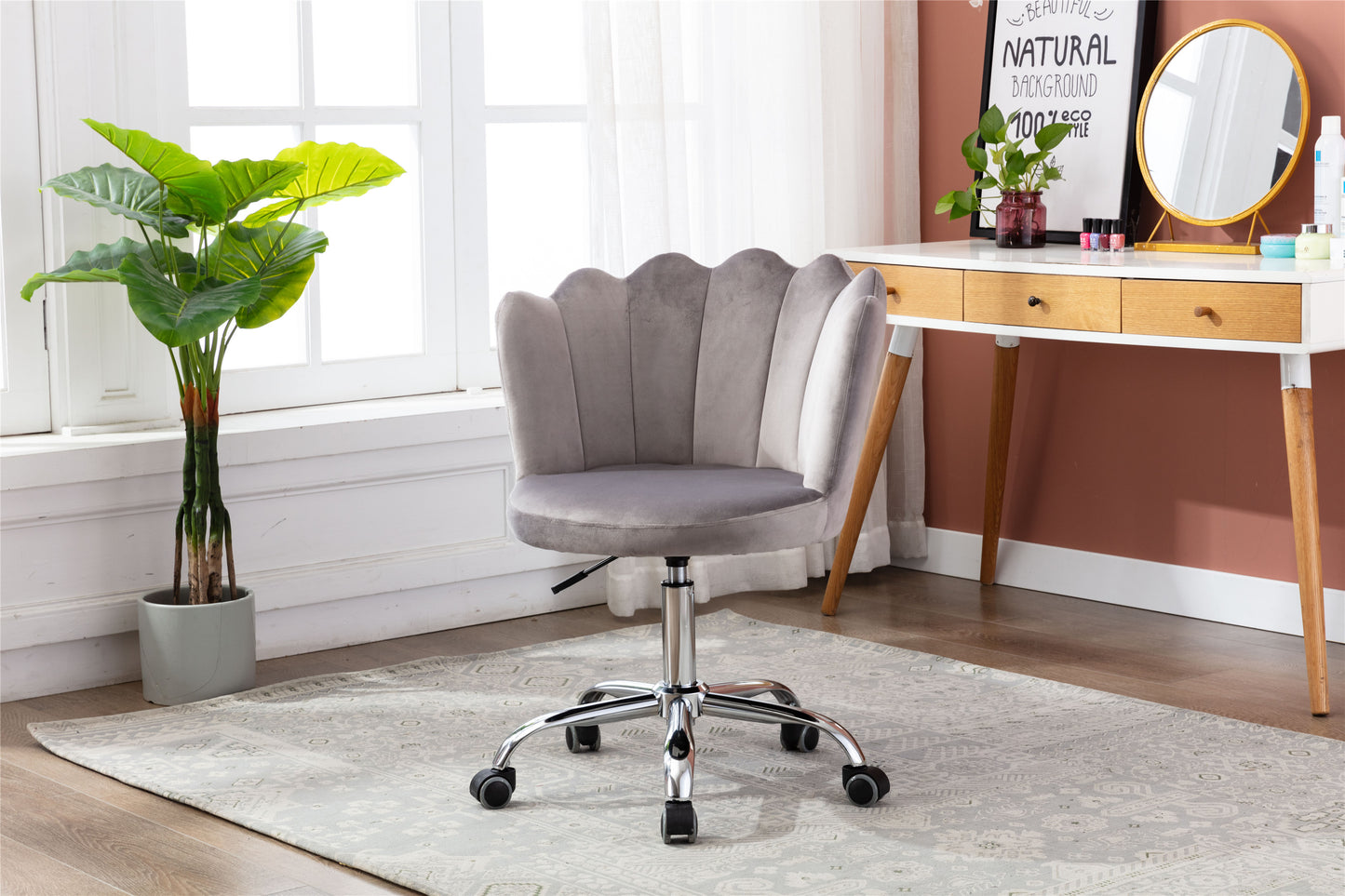 Product Name: Velvet Home Office Chair with Silver Base