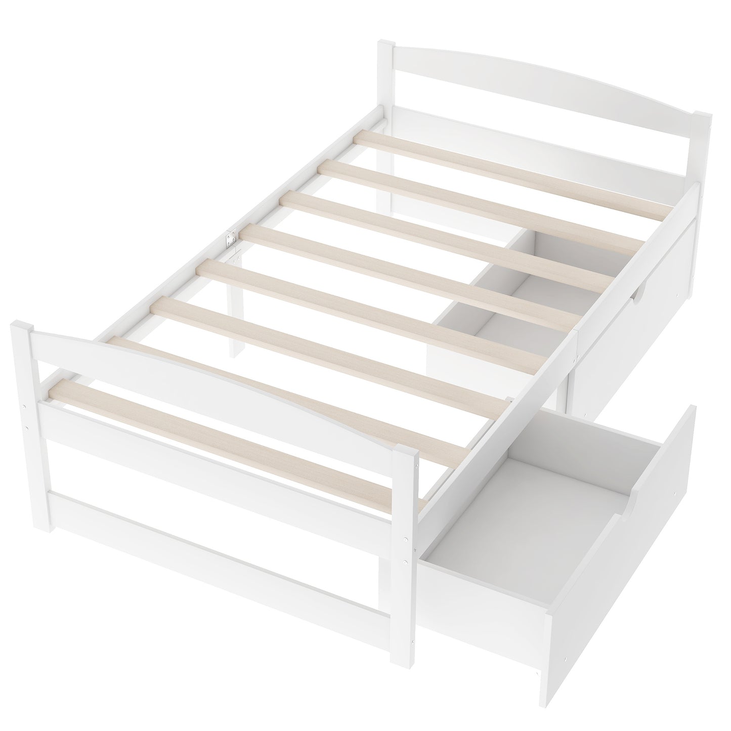 Twin Size Platform Bed, With Two Drawers