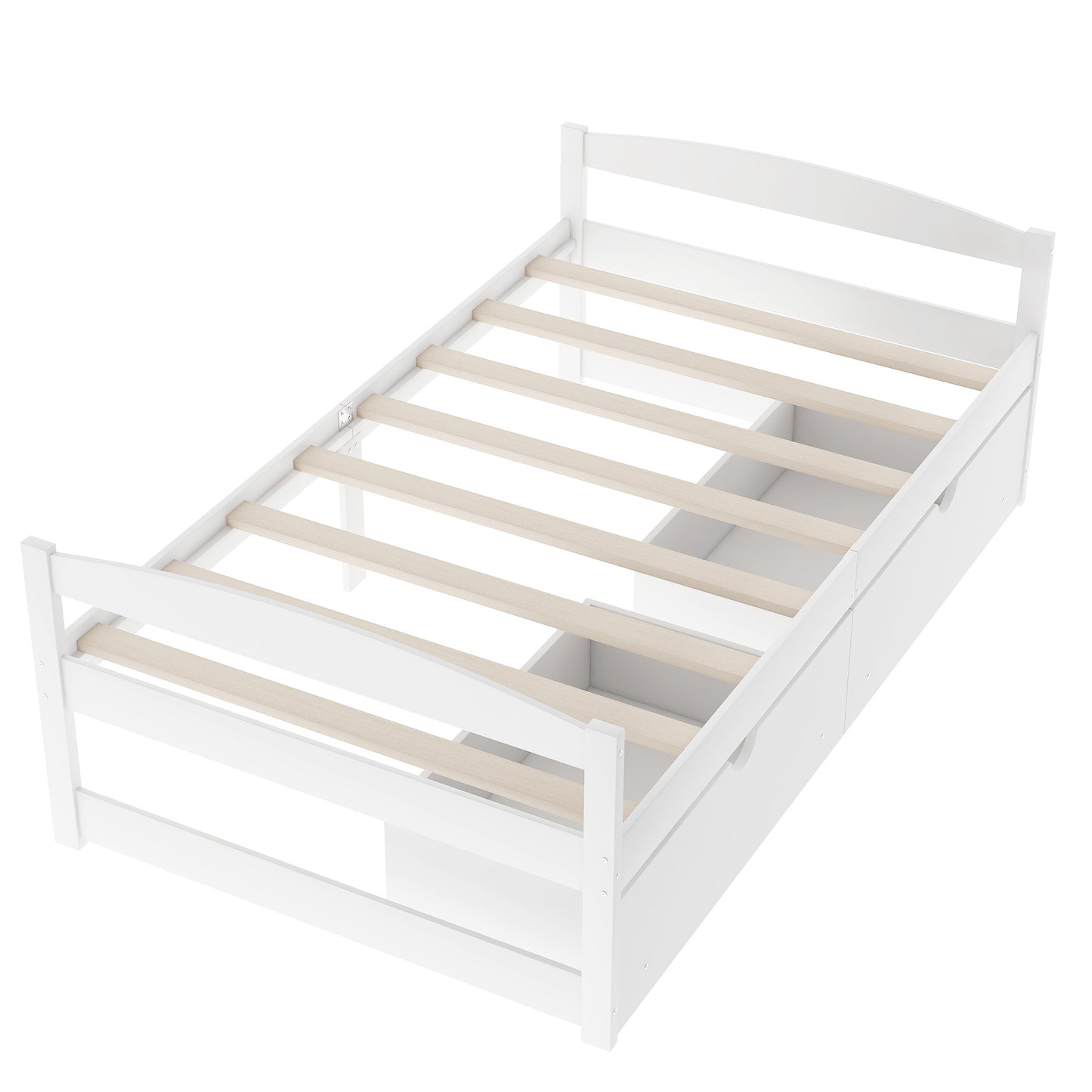 Twin Size Platform Bed, With Two Drawers