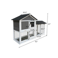 Removable Tray Ramp Wooden Outdoor Rabbit Hutch with Running Cage