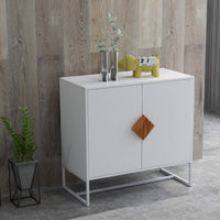 Solid Wood Square Handle 2 Doors Sideboard