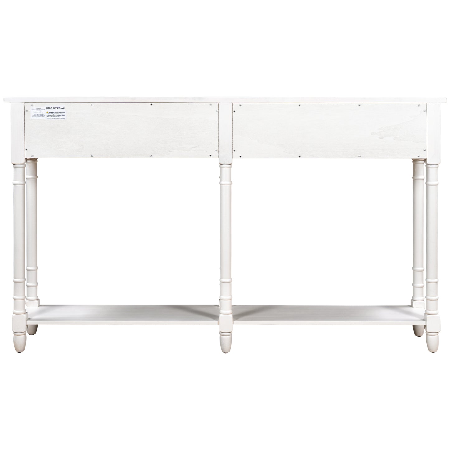 Console Table Sofa Table Easy Assembly with Two Storage Drawers and Bottom Shelf for Living Room Entryway Ivory White