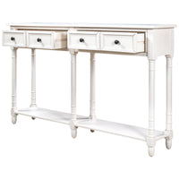 Console Table Sofa Table Easy Assembly with Two Storage Drawers and Bottom Shelf for Living Room Entryway Ivory White