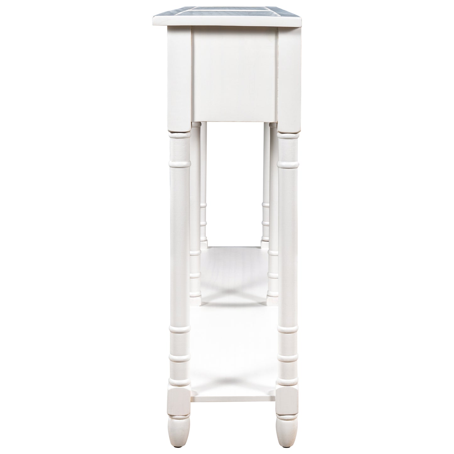 Console Table Sofa Table Easy Assembly with Two Storage Drawers and Bottom Shelf for Living Room Entryway Ivory White