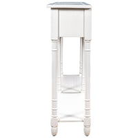 Console Table Sofa Table Easy Assembly with Two Storage Drawers and Bottom Shelf for Living Room Entryway Ivory White