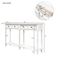 Console Table Sofa Table Easy Assembly with Two Storage Drawers and Bottom Shelf for Living Room Entryway Ivory White