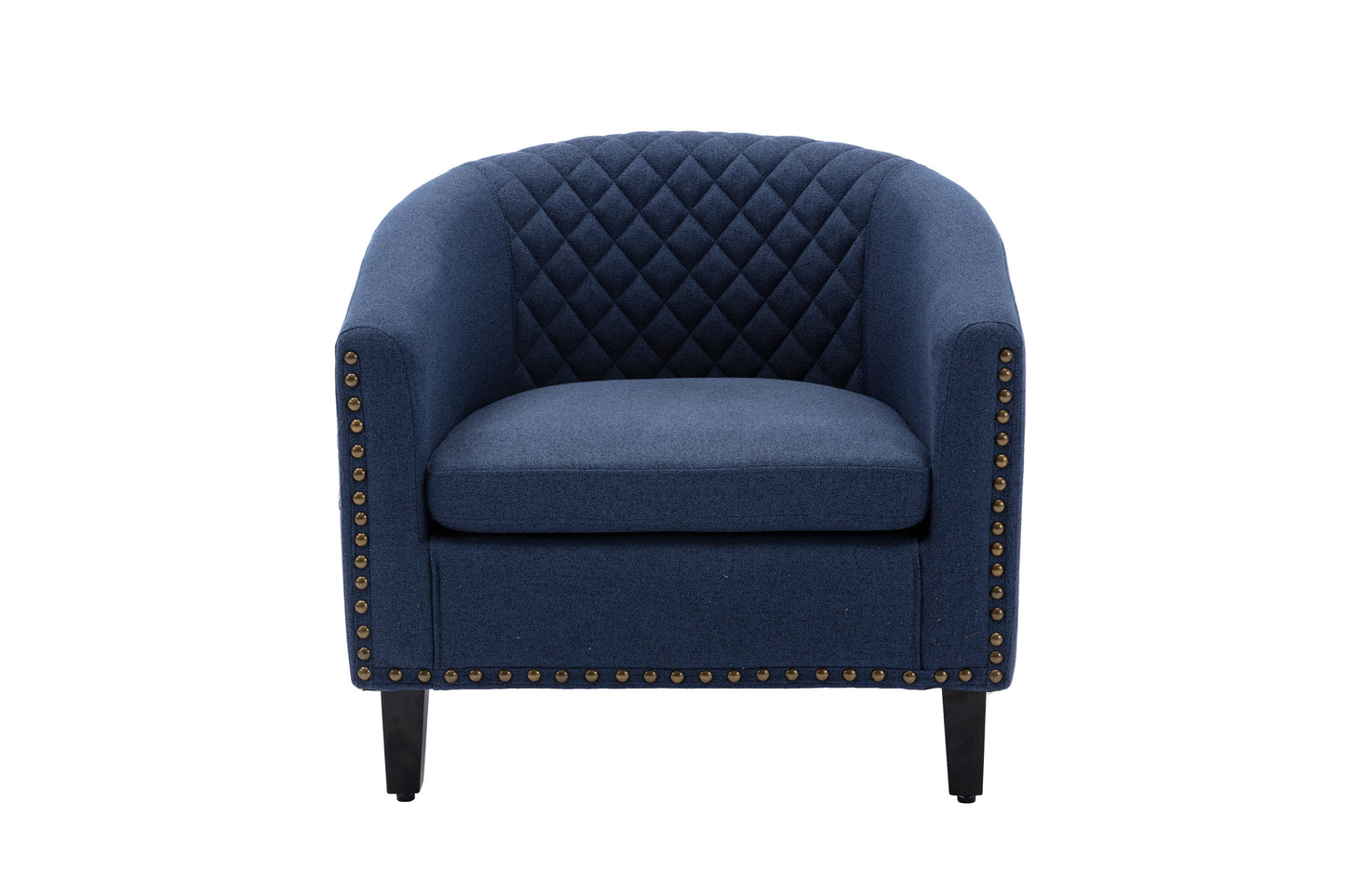 Barrel Chair with Soft Padded Armrest for Living Room Bedroom Waiting Room Navy Linen