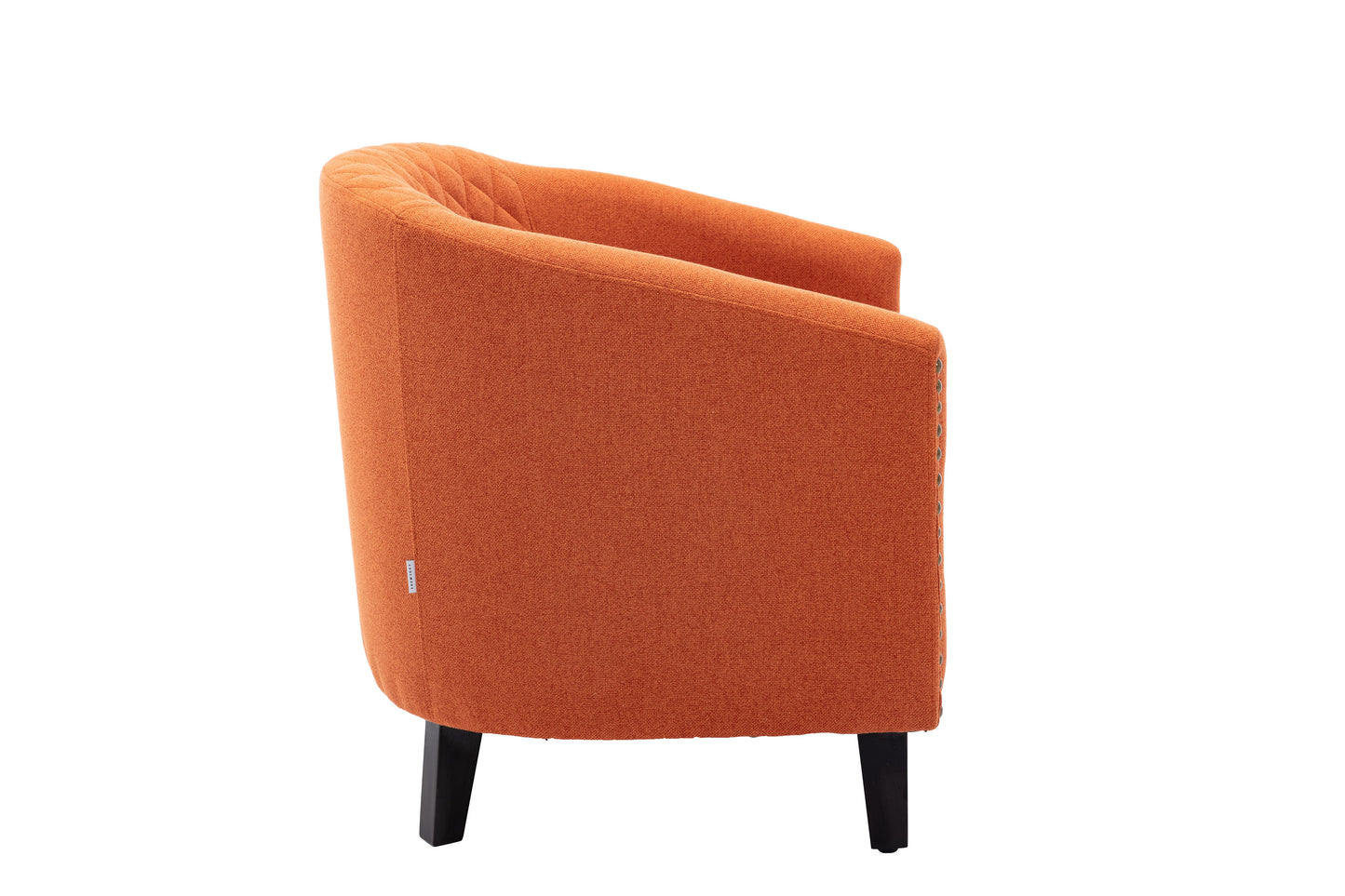 Barrel Chair with Soft Padded Armrest and Solid Wood Legs for Living Room Bedroom Waiting Room Orange Linen