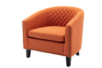 Barrel Chair with Soft Padded Armrest and Solid Wood Legs for Living Room Bedroom Waiting Room Orange Linen