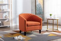 Barrel Chair with Soft Padded Armrest and Solid Wood Legs for Living Room Bedroom Waiting Room Orange Linen