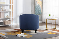 Barrel Chair with Soft Padded Armrest for Living Room Bedroom Waiting Room Navy Linen