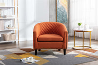 Barrel Chair with Soft Padded Armrest and Solid Wood Legs for Living Room Bedroom Waiting Room Orange Linen