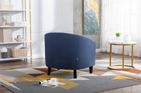 Barrel Chair with Soft Padded Armrest for Living Room Bedroom Waiting Room Navy Linen