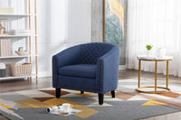 Barrel Chair with Soft Padded Armrest for Living Room Bedroom Waiting Room Navy Linen