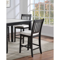 Casual Black Finish Rubberwood Dining Chairs Set of 2 Slatted Back Transitional Counter Seating