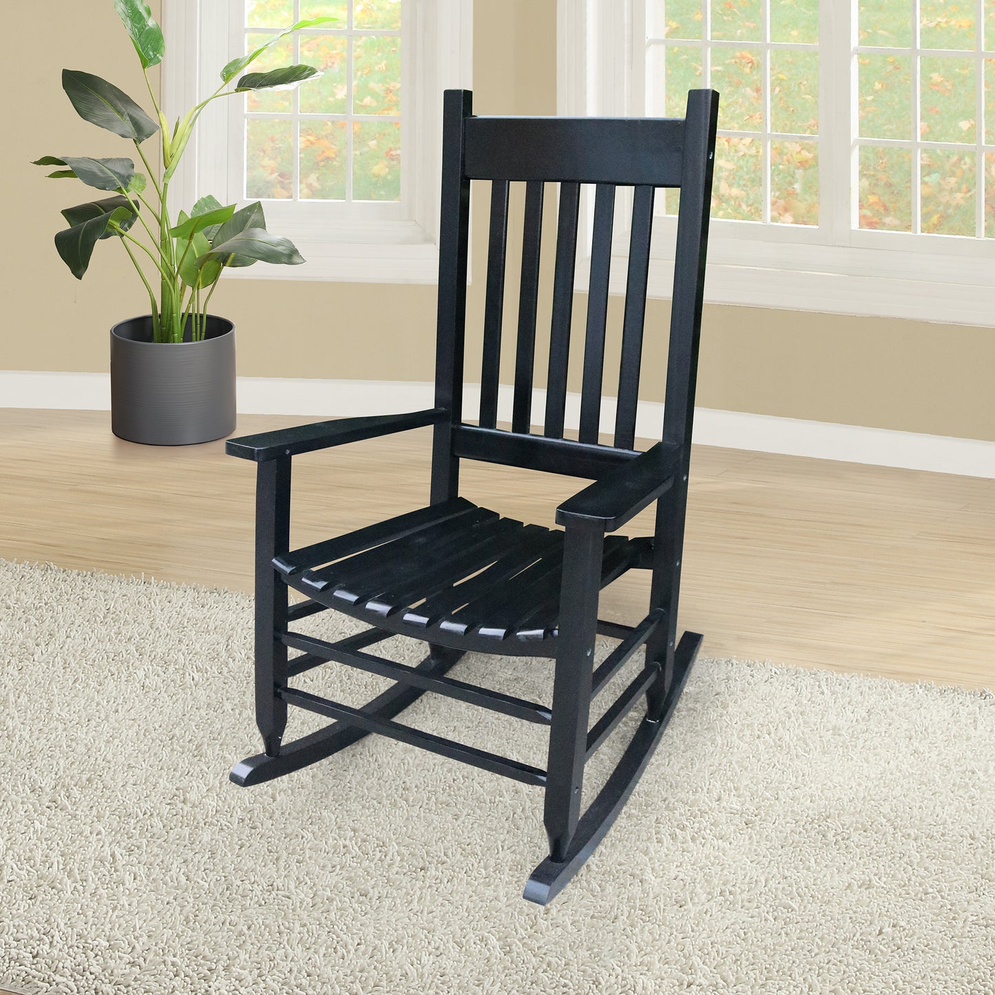 Wooden Porch Rocker Chair Black Without Mat