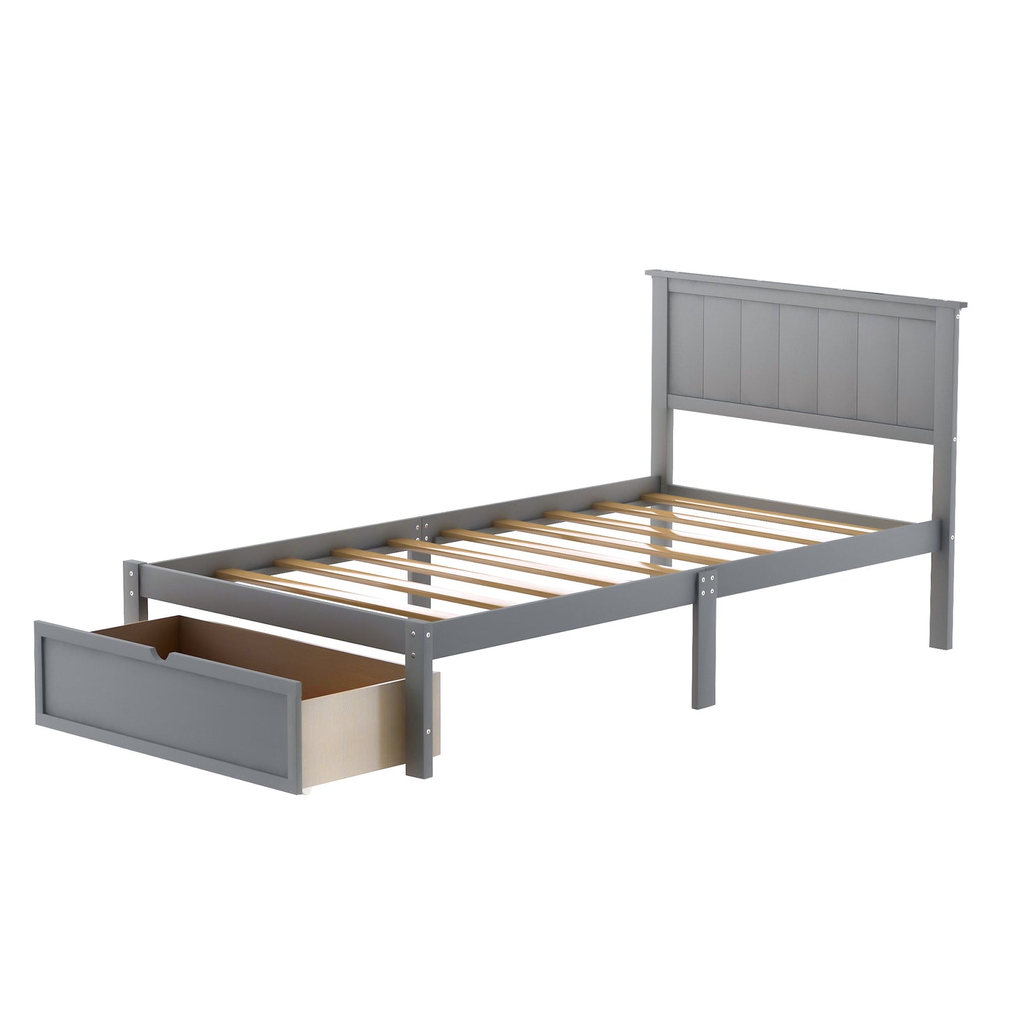 Twin Size Platform Bed with Under-bed Drawer