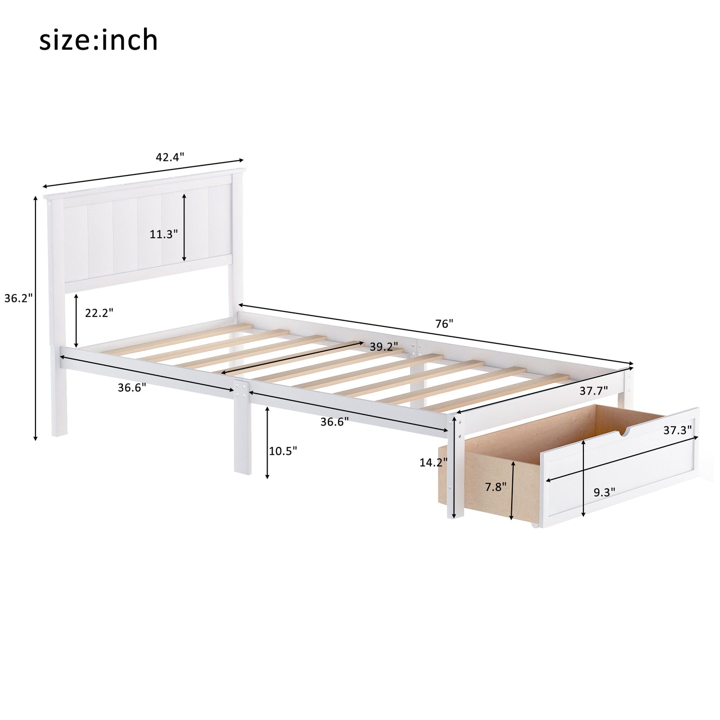 Twin Size Platform Bed with Under-bed Drawer 
Full Size Platform Bed with Under-bed Drawers