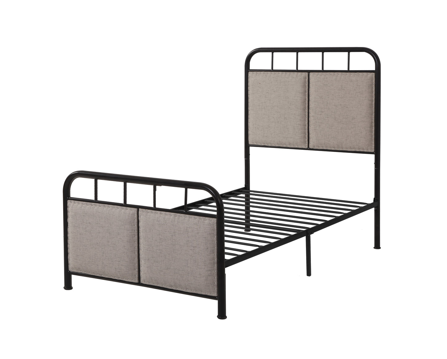 Twin Size Linen Upholstered Platform Metal Bed Frame