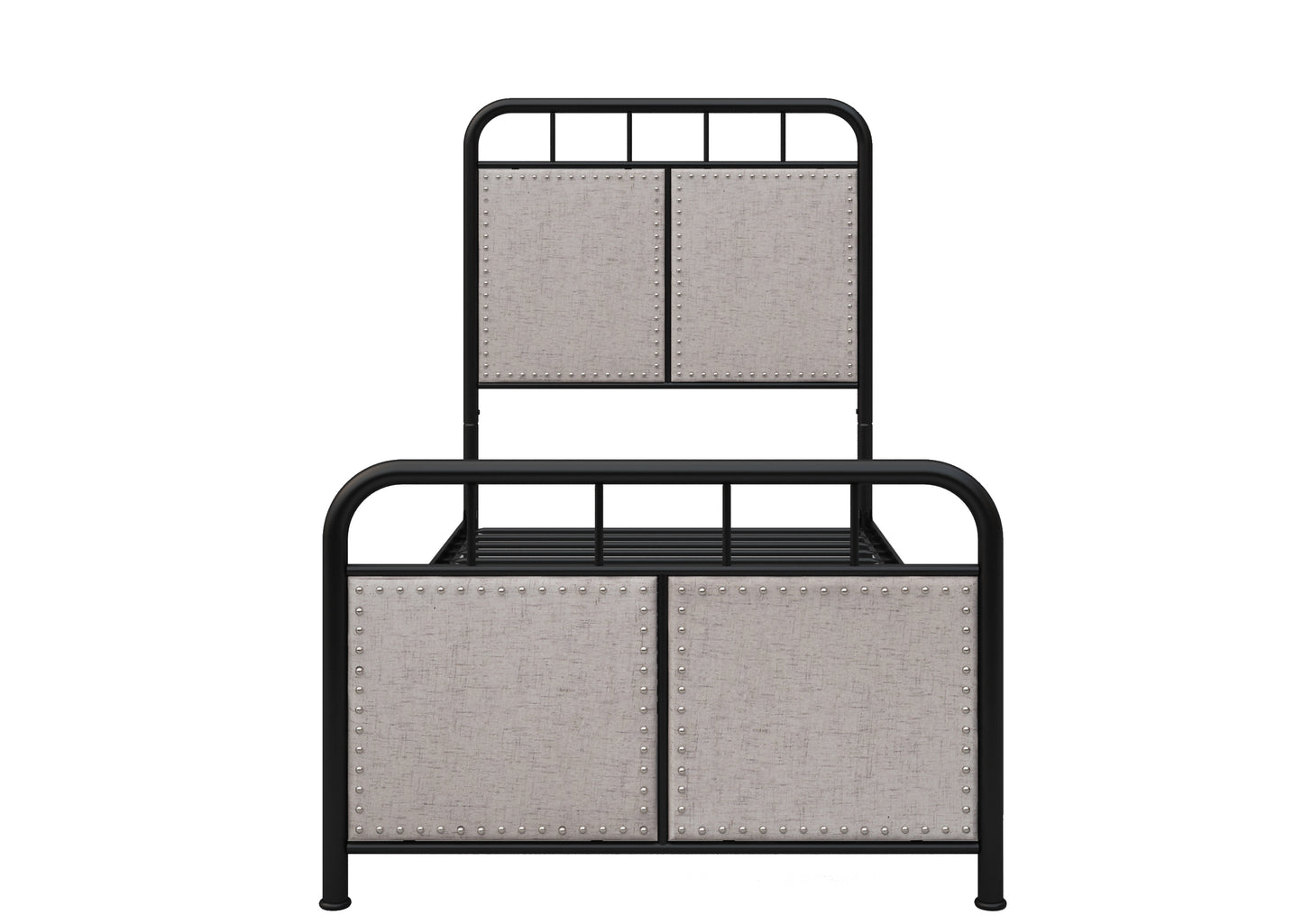 Twin Size Linen Upholstered Platform Metal Bed Frame