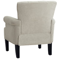 Elegant Cream Accent Armchair with Rivet Tufted Design, Soft Polyester Upholstery, Stylish Living Room Furniture