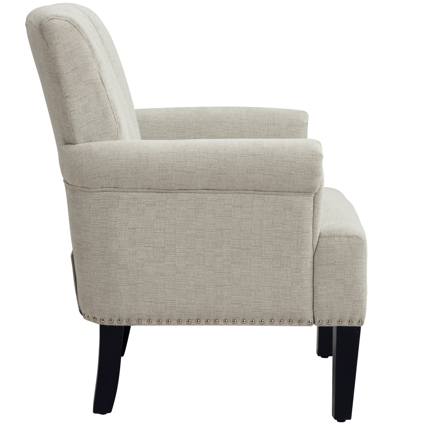 Elegant Cream Accent Armchair with Rivet Tufted Design, Soft Polyester Upholstery, Stylish Living Room Furniture