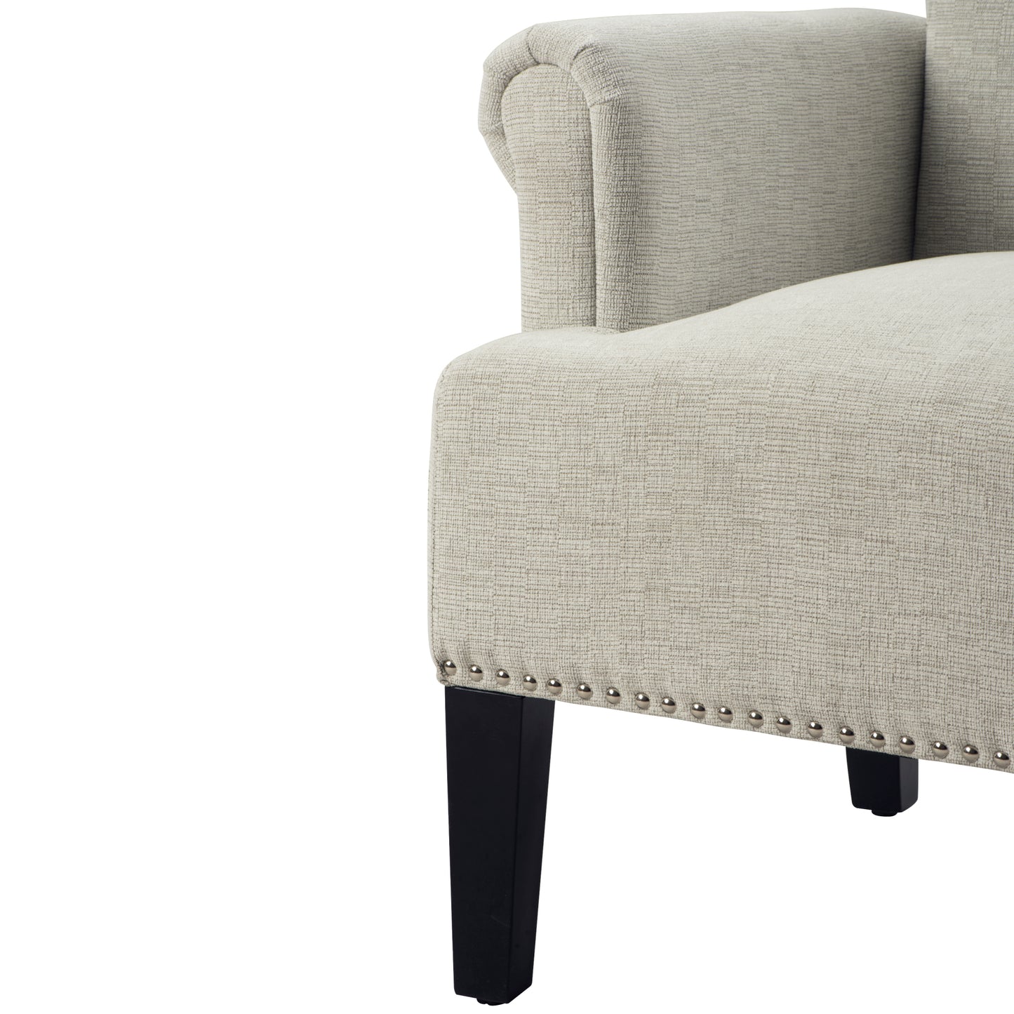 Elegant Cream Accent Armchair with Rivet Tufted Design, Soft Polyester Upholstery, Stylish Living Room Furniture