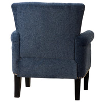 Navy Blue Accent Rivet Tufted Polyester Armchair - Stylish Upholstered Chair for Living Room, Bedroom, or Office Seating