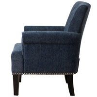 Navy Blue Accent Rivet Tufted Polyester Armchair - Stylish Upholstered Chair for Living Room, Bedroom, or Office Seating