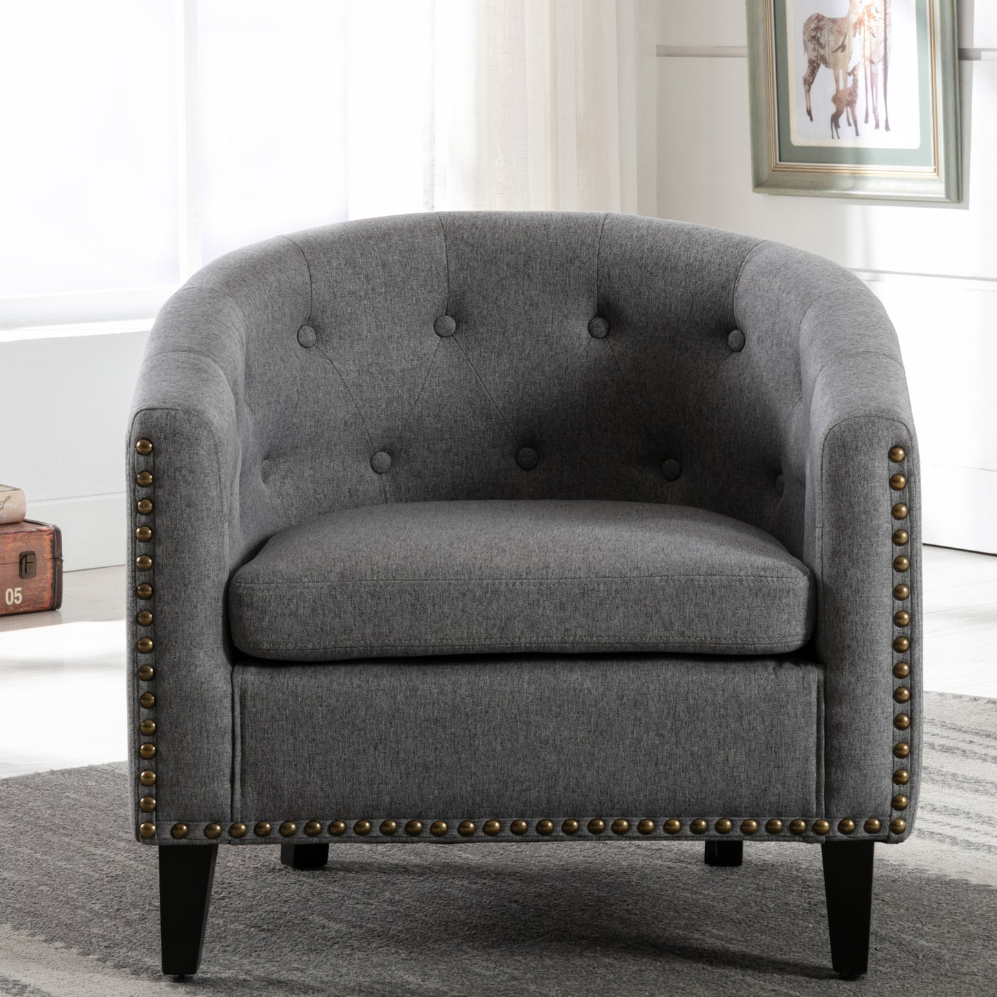 Fabric Tufted Barrel Chair - Stylish Tub Chair for Living Room, Bedroom, and Club – Comfort and Elegance Combined