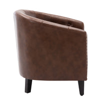 PU Leather Tufted Barrel Chair For Living Room Bedroom Club Chairs