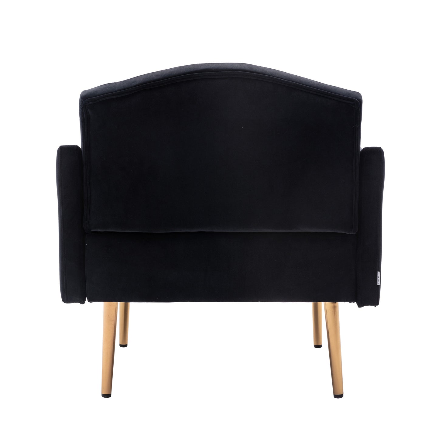 Modern Accent Chair with Arms, Tufted Fabric Armchair with Gold Metal Legs, Upholstered Reading Chair - Black