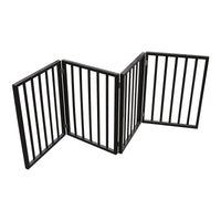 Pet Gate - Dog Gate for Doorways, Stairs, or Home - Freestanding Folding Design, Brown Arc Wooden Barrier for Pets