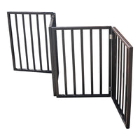 Pet Gate - Dog Gate for Doorways, Stairs, or Home - Freestanding Folding Design, Brown Arc Wooden Barrier for Pets