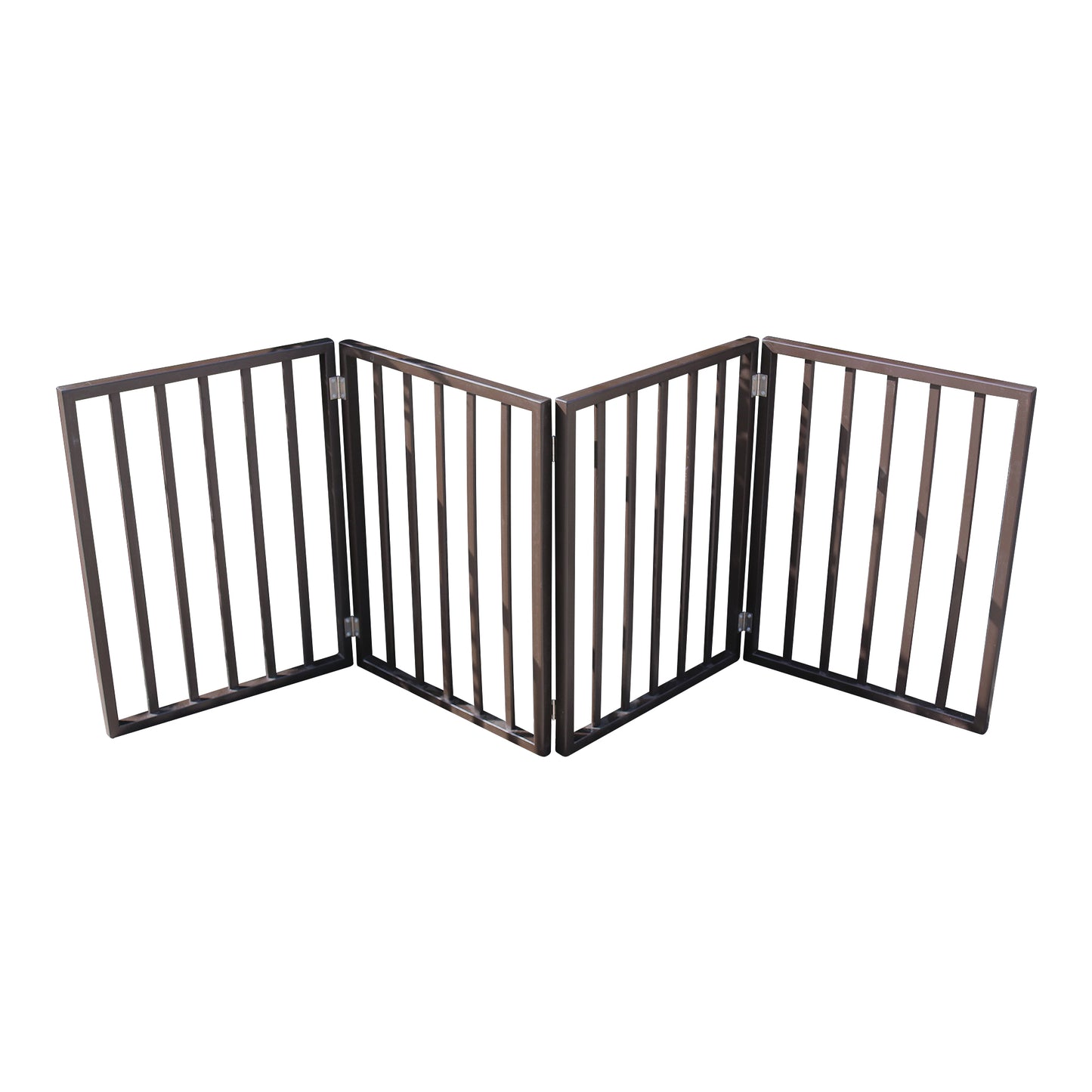 Pet Gate - Dog Gate for Doorways, Stairs, or Home - Freestanding Folding Design, Brown Arc Wooden Barrier for Pets