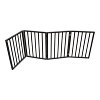 Pet Gate - Dog Gate for Doorways, Stairs, or Home - Freestanding Folding Design, Brown Arc Wooden Barrier for Pets