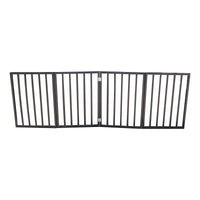 Pet Gate - Dog Gate for Doorways, Stairs, or Home - Freestanding Folding Design, Brown Arc Wooden Barrier for Pets