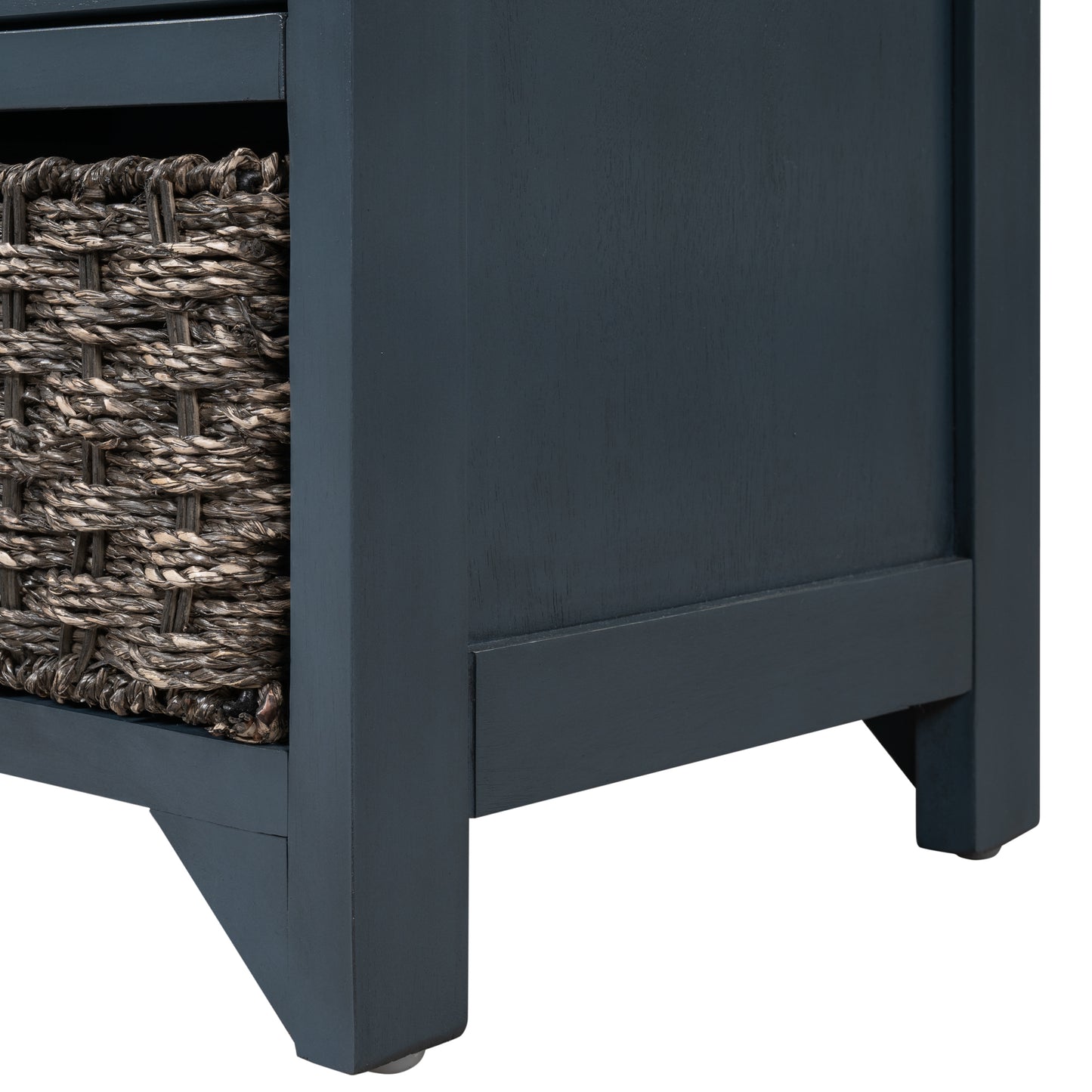 Storage Bench with Removable Basket and 2 Drawers Fully Assembled Shoe Bench with Cushion Navy