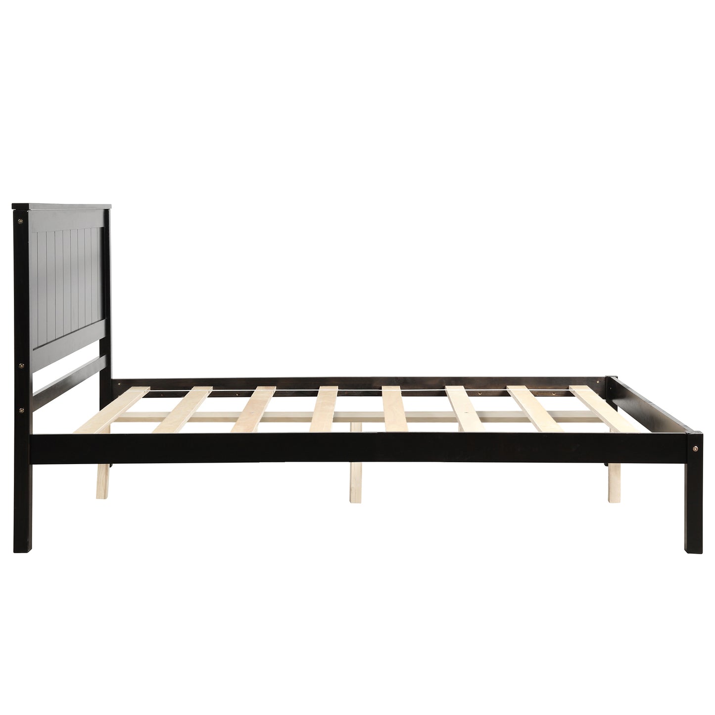 Full Platform Bed Frame with Headboard - Sturdy Wood Slat Support, No Box Spring Required, Espresso Finish