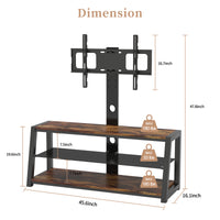 Height Adjustable Universal Swivel TV Stand with Black Wooden Storage & Tempered Glass for Entertainment Center