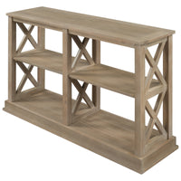 Narrow Console Table with 3-Tier Open Storage Spaces and X Legs for Living Room Entryway Hallway White Wash