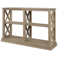 Narrow Console Table with 3-Tier Open Storage Spaces and X Legs for Living Room Entryway Hallway White Wash