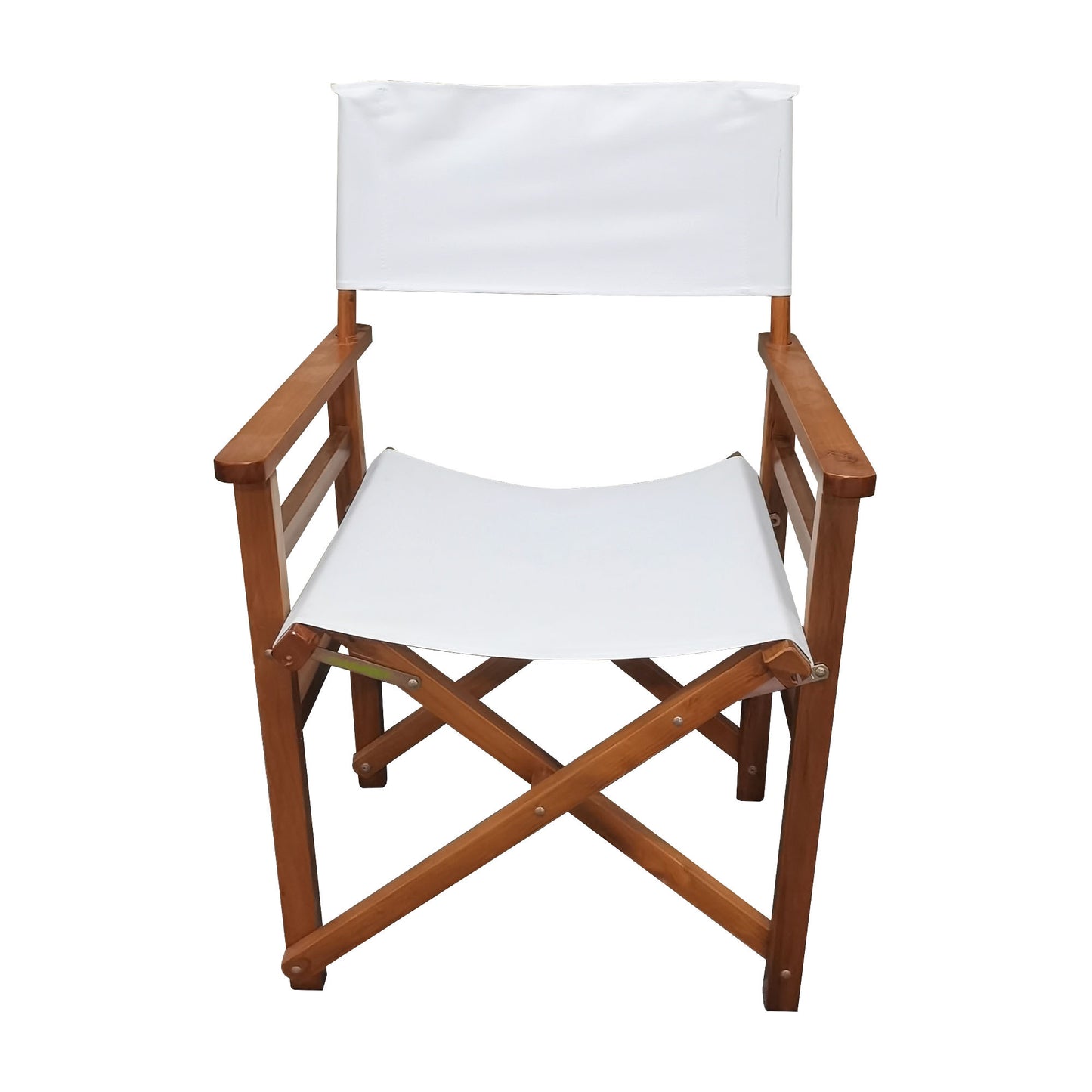 Stylish White Wooden Folding Director Chair Set - 2pcs Canvas Camping & Patio Seats, Lightweight & Portable