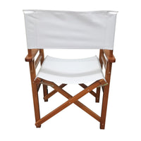 Stylish White Wooden Folding Director Chair Set - 2pcs Canvas Camping & Patio Seats, Lightweight & Portable