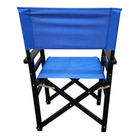 Set of 2 Wooden Folding Director Chairs with Blue Canvas Seat - Portable & Stylish Outdoor Seating