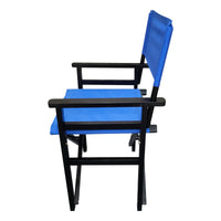 Set of 2 Wooden Folding Director Chairs with Blue Canvas Seat - Portable & Stylish Outdoor Seating