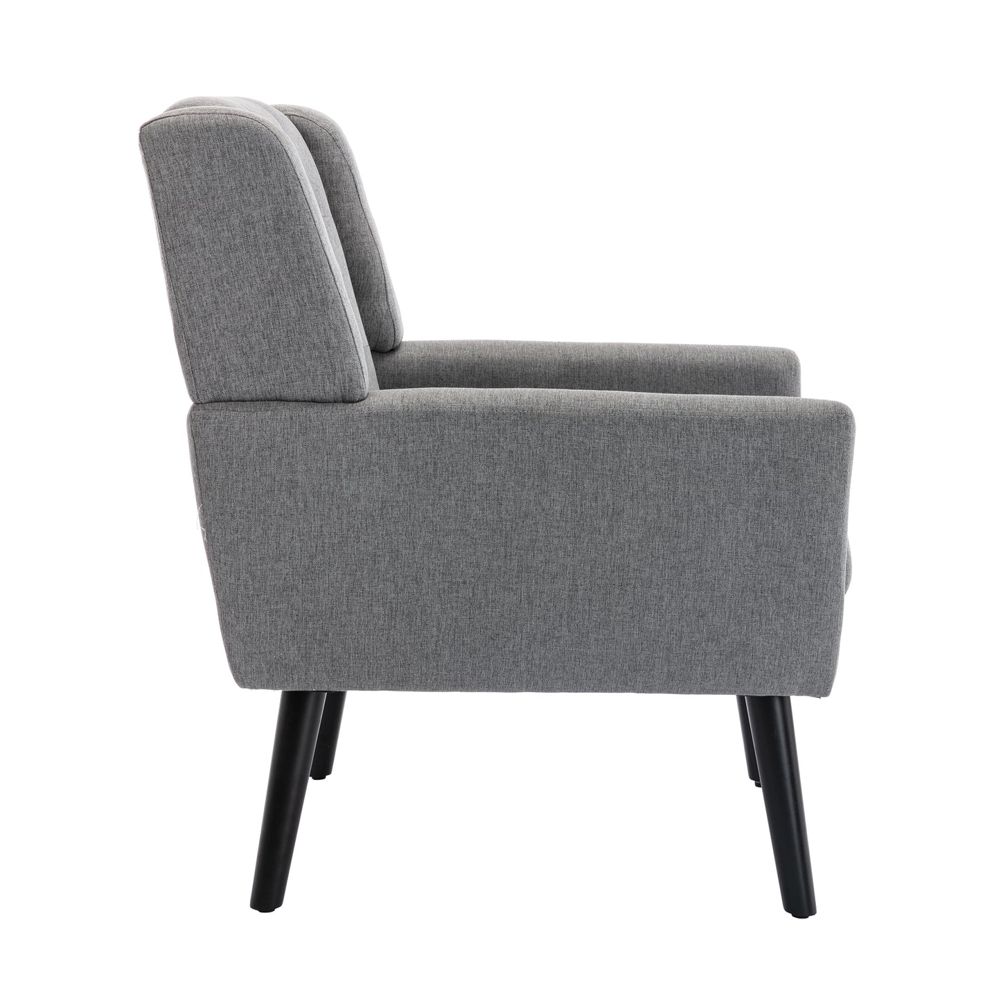 Modern Soft Linen Ergonomic Accent Chair for Living Room or Bedroom - Stylish Indoor Seating with Black Legs